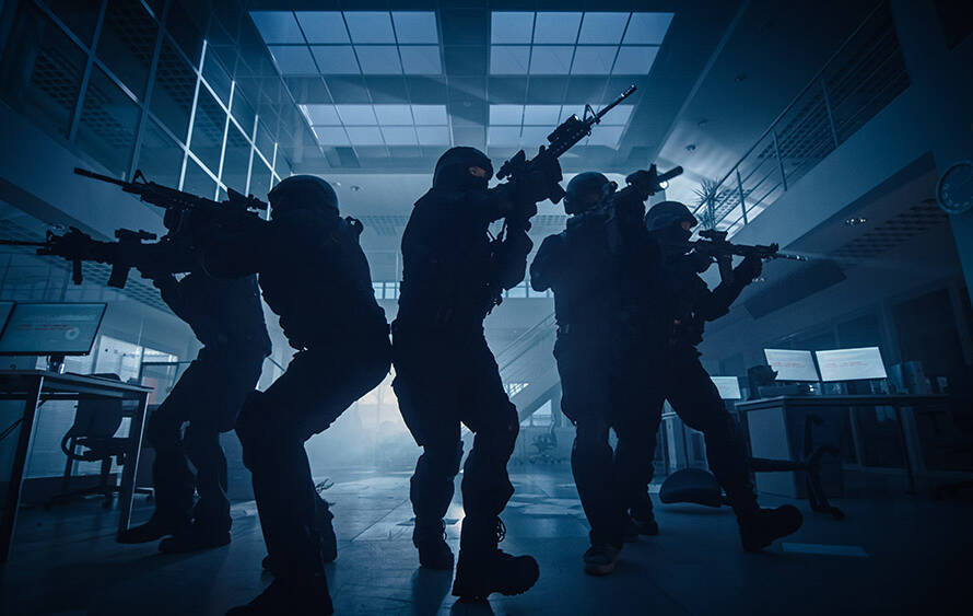 Masked Team of Armed Police Officers